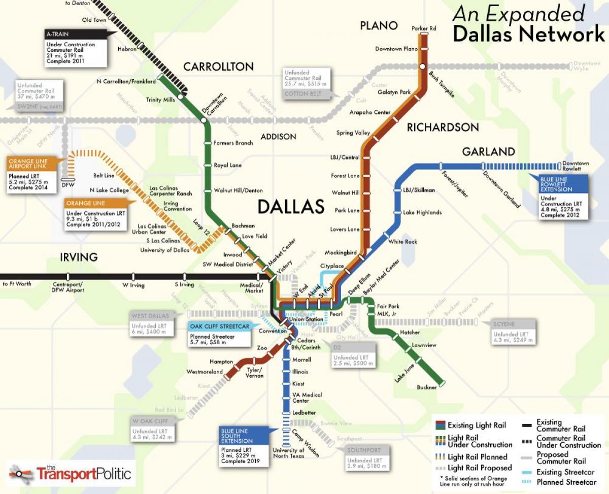 harta e Dallas metro