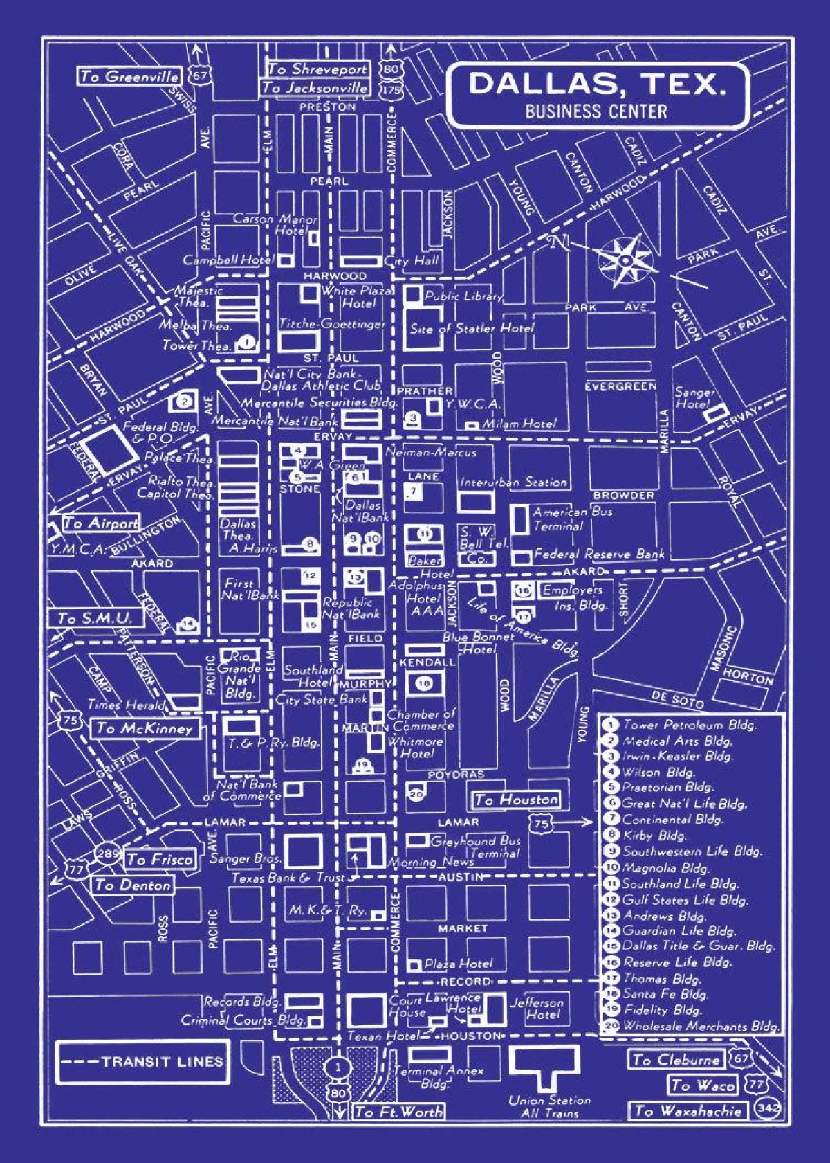 harta e në qendër të qytetit Dallas