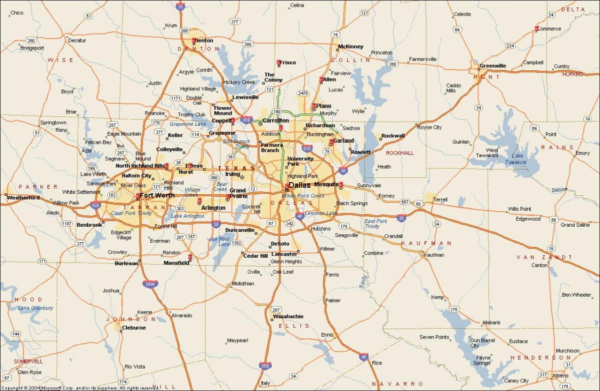Dallas Fort Worth metroplex hartë