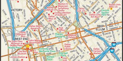 Harta e në qendër të qytetit Dallas rrugë