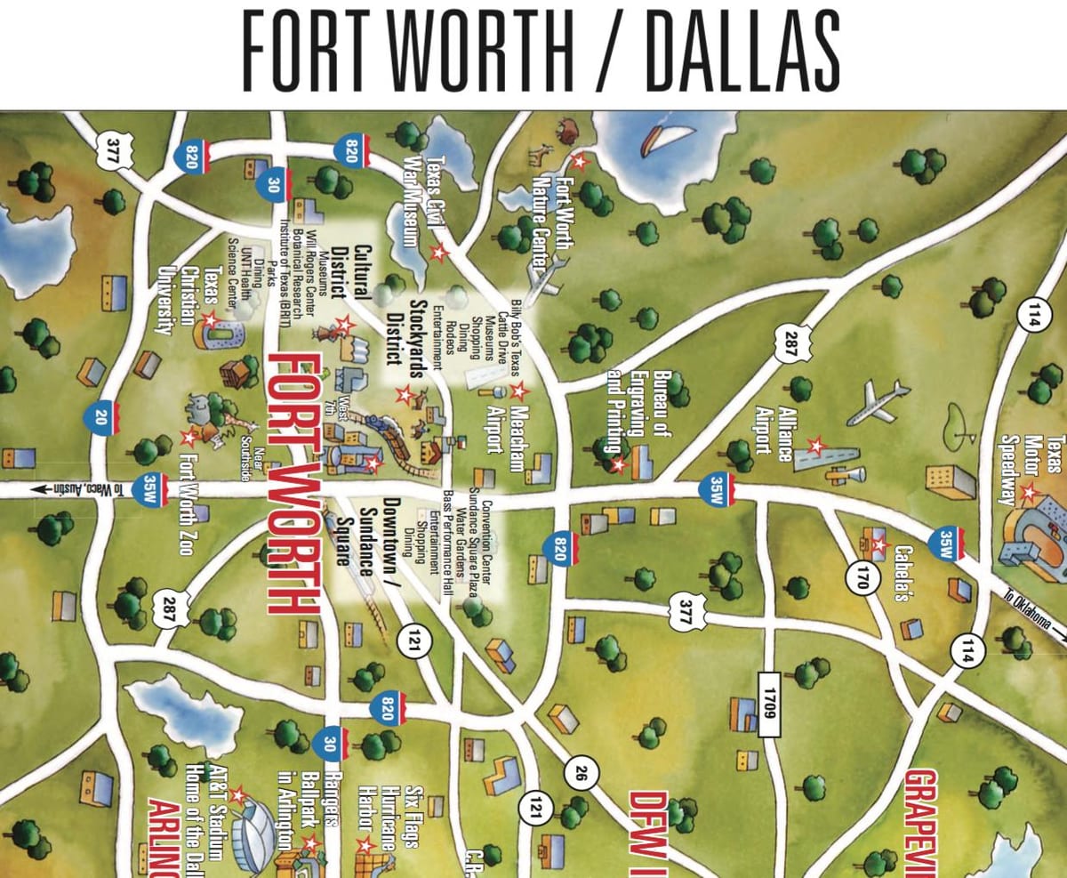 harta e Dallas Fort Worth zonë