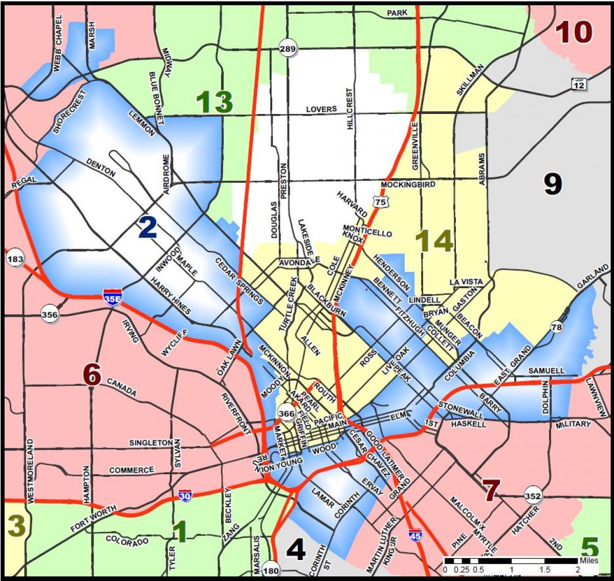 qytetin e Dallasit harta e zonimit