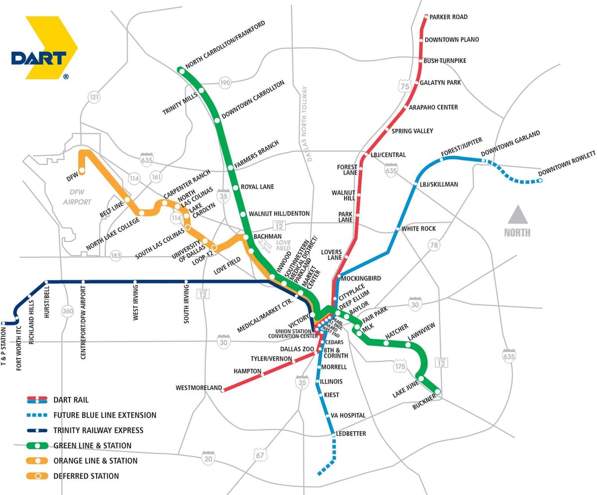 Dallas zonë të shpejtë transit hartë