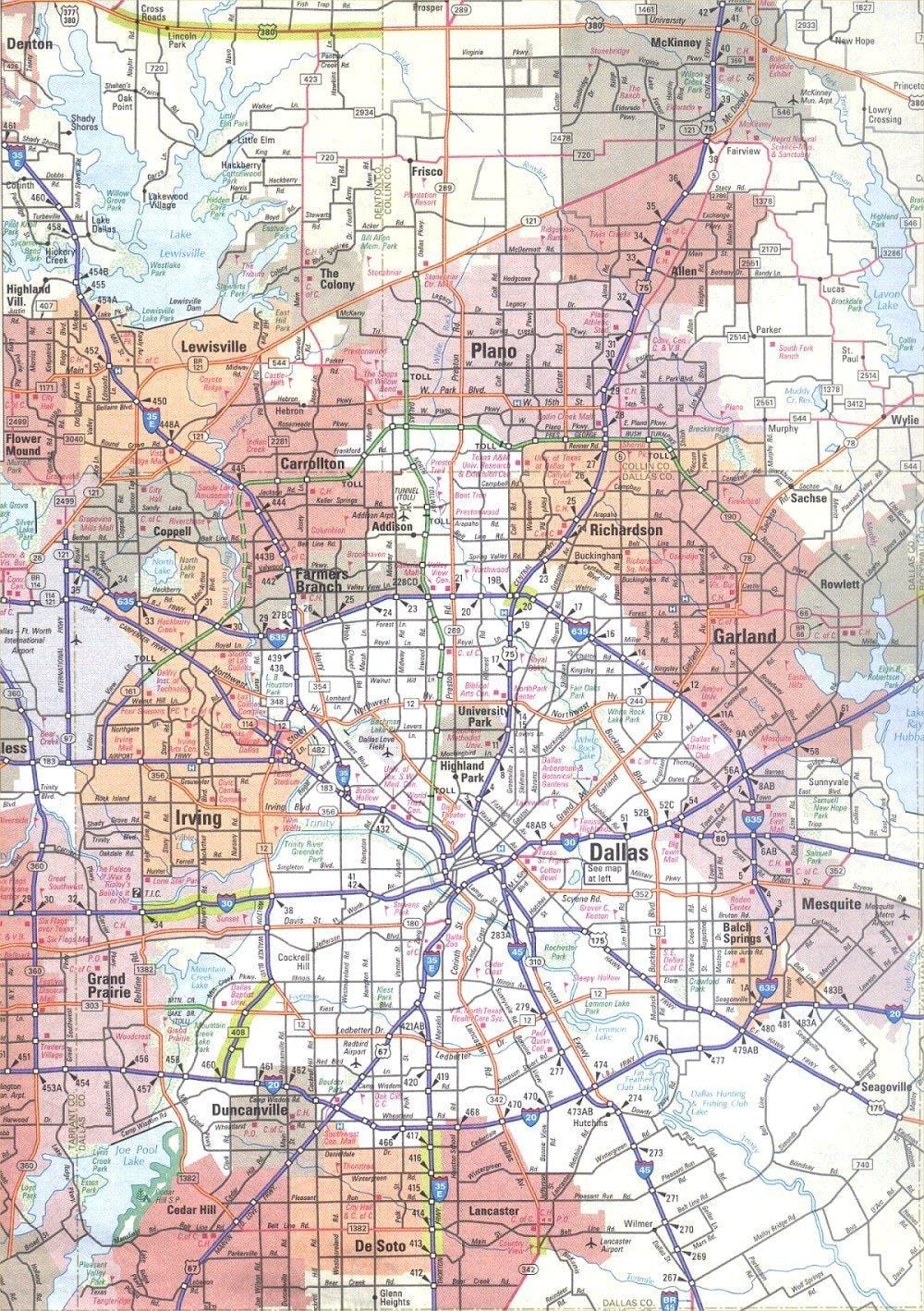harta e Dallas, Texas zonë